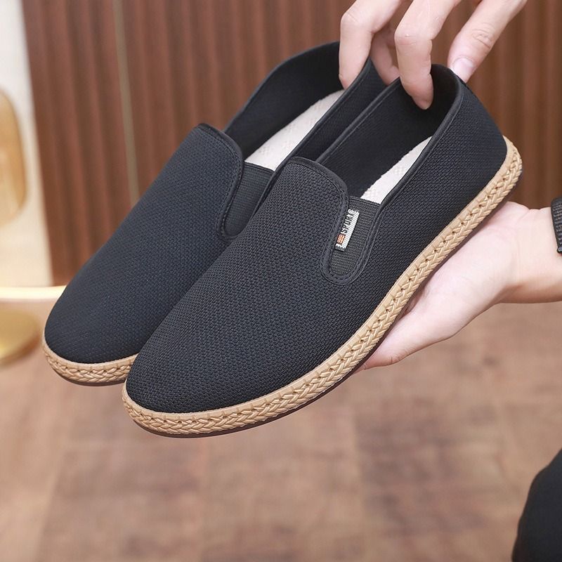 2025 Spring New Beijing Cloth Shoes Men's Cloth Shoes Breathable and Lightweight Pedal Casual Shoes Non-slip Soft Sole Shoes Single Shoes