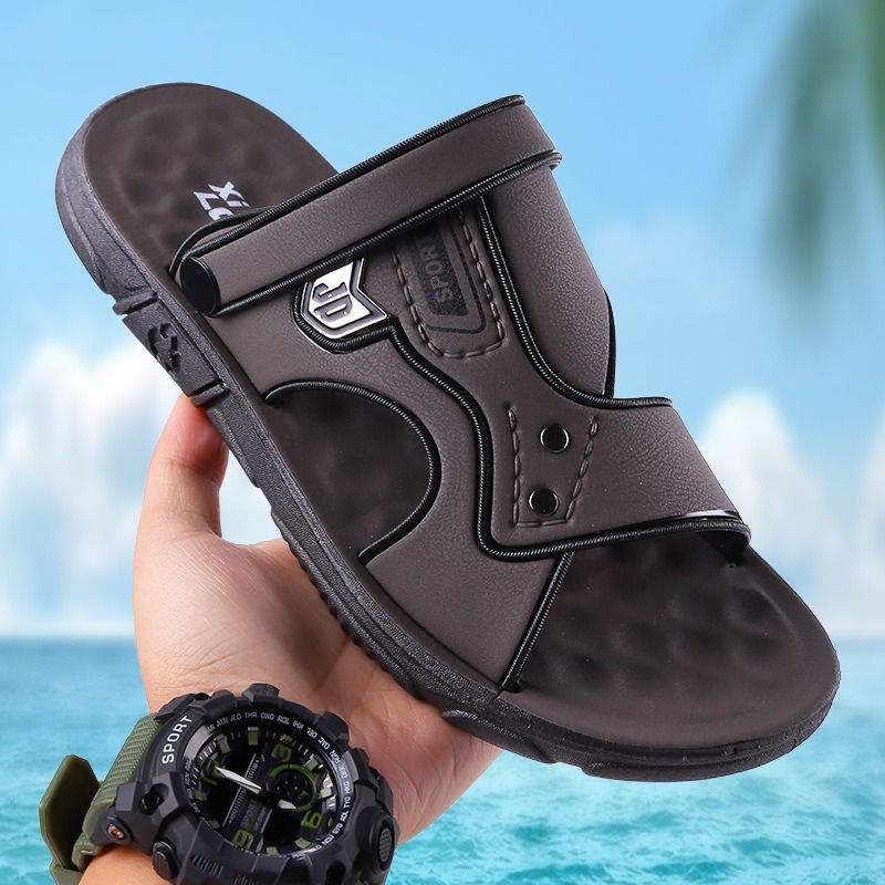 Summer men's PVC classic sandals, soft and stylish home outdoor casual soft-soled sandals