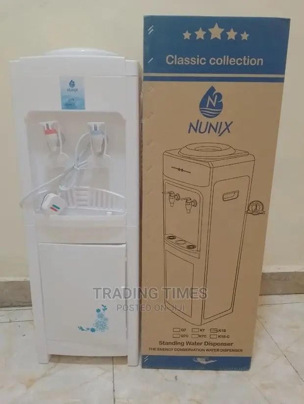 Nunix K1S Hot and  Normal Standing Water Dispenser  White Stand Alone 2 Taps Dispenser