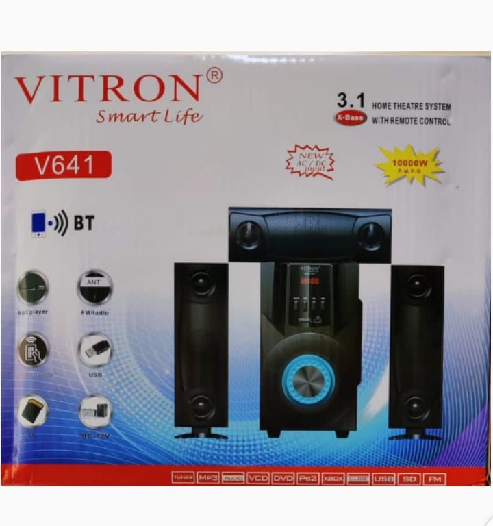 Vitron V-641 3.1 Channel Multimedia Subwoofer Speaker Sound System Mini Home Theater 10000W PMPO BT/USB/SD/FM Woofer AC/DC