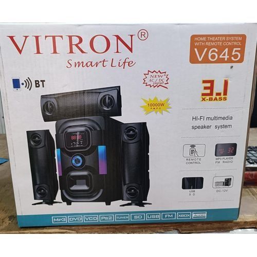 Vitron V-645 3.1 Channel Multimedia Subwoofer Speaker Sound System Mini Home Theater 10000W PMPO BT/USB/SD/FM Woofer AC/DC Input