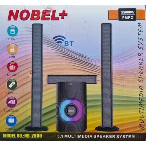 Nobel NB-2060 5.1 CH High Tech Multimedia Speaker System 55000W PMPO Subwoofer System Bluetooth and FM Radio with USB and AUX Woofer Sound System