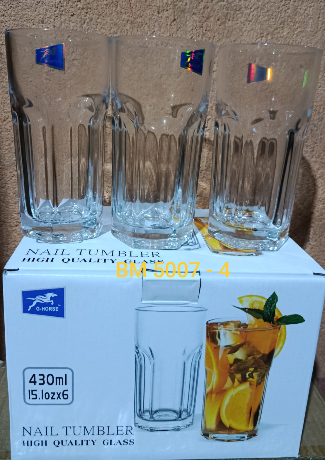 A Set of 6pcs or 12pcs Nail Tumbler  a set of Drinking Glasses Kitchen Juice, Water or Beer Glass Cups  Glass