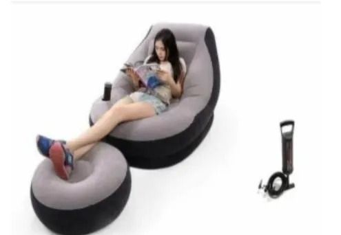 Living Room Inflatable Sofas Chair With Foot Rest and Pump for Adult Folding Lounge Air Sofa Flocking Inflatable Leisure Couch Bed Set