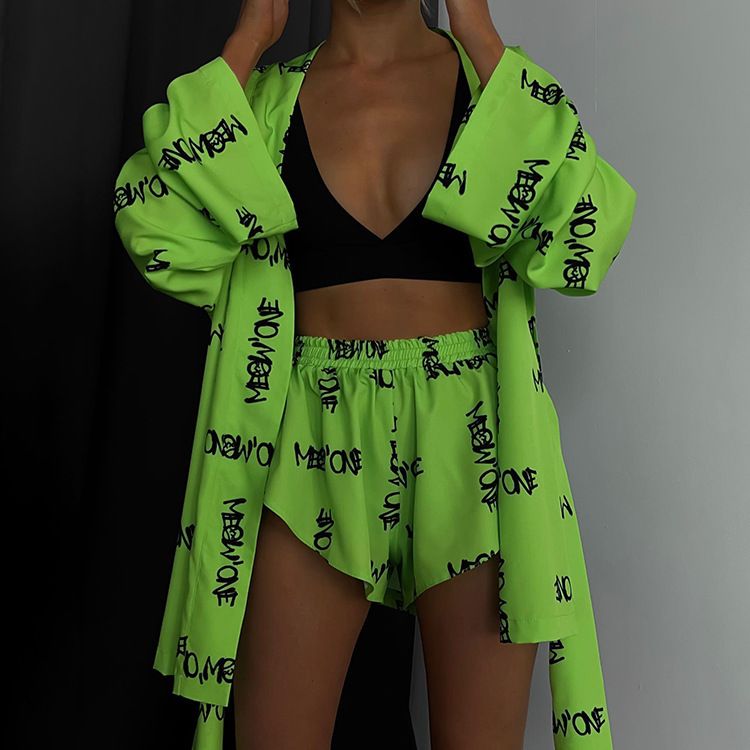 AHLSE Spring 2025 Women Polyester Office Workwear Set Geometric Text Print Casual Professional Pants Suit Purple Green White Khaki Black S-XL Elegant Chic Digital Printing Fashionable Versatile Outfit