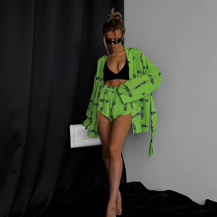 AHLSE Spring 2025 Women Polyester Office Workwear Set Geometric Text Print Casual Professional Pants Suit Purple Green White Khaki Black S-XL Elegant Chic Digital Printing Fashionable Versatile Outfit
