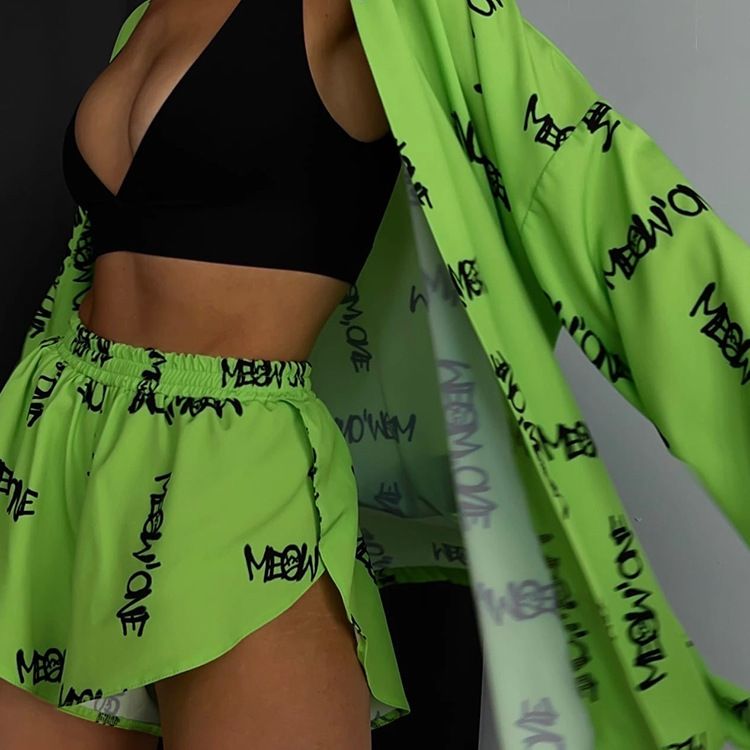 AHLSE Spring 2025 Women Polyester Office Workwear Set Geometric Text Print Casual Professional Pants Suit Purple Green White Khaki Black S-XL Elegant Chic Digital Printing Fashionable Versatile Outfit