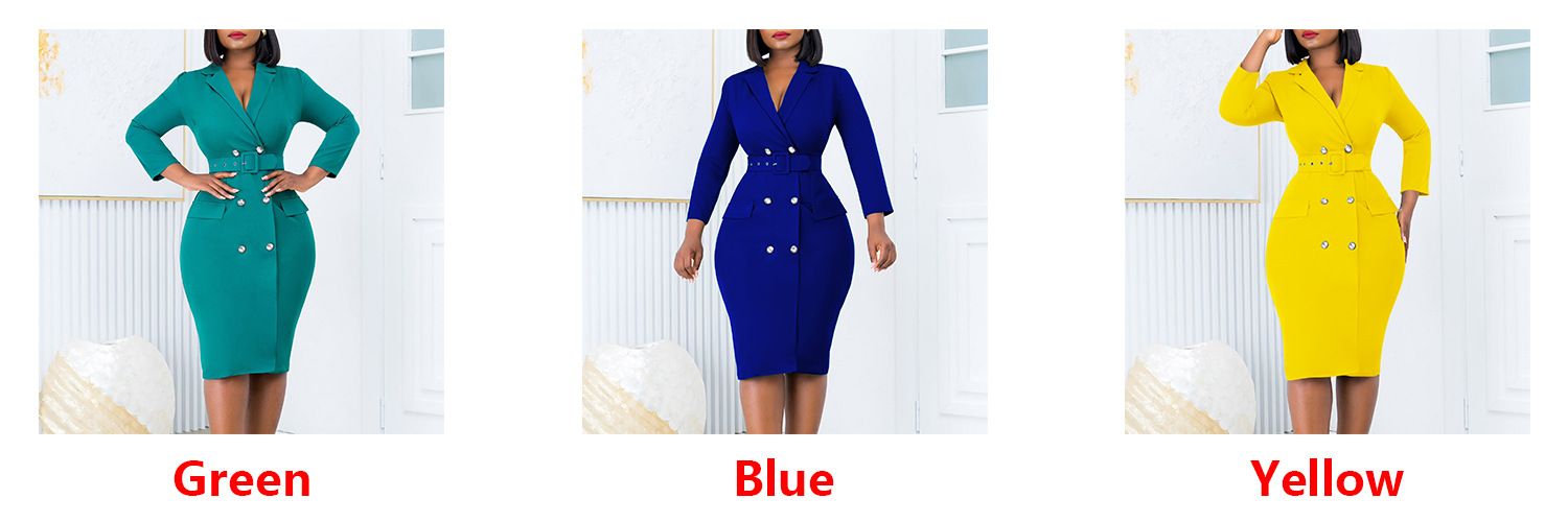 African Plus-Size Women's Clothing 2024 Spring New Style Fashionable and Elegant Commuting OL Five-Finger Sleeve Color-Block Pencil Dress for Foreign Trade
Fabric Name: Polyester
Pattern: Solid color