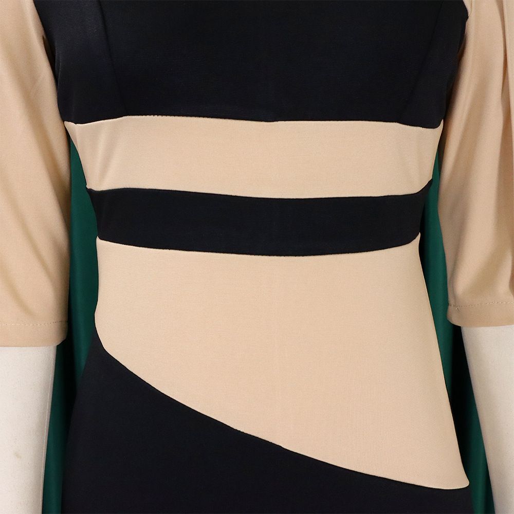 African Plus-Size Women's Clothing 2024 Spring New Style Fashionable and Elegant Commuting OL Five-Finger Sleeve Color-Block Pencil Dress for Foreign Trade
Fabric Name: Polyester
Pattern: Solid color