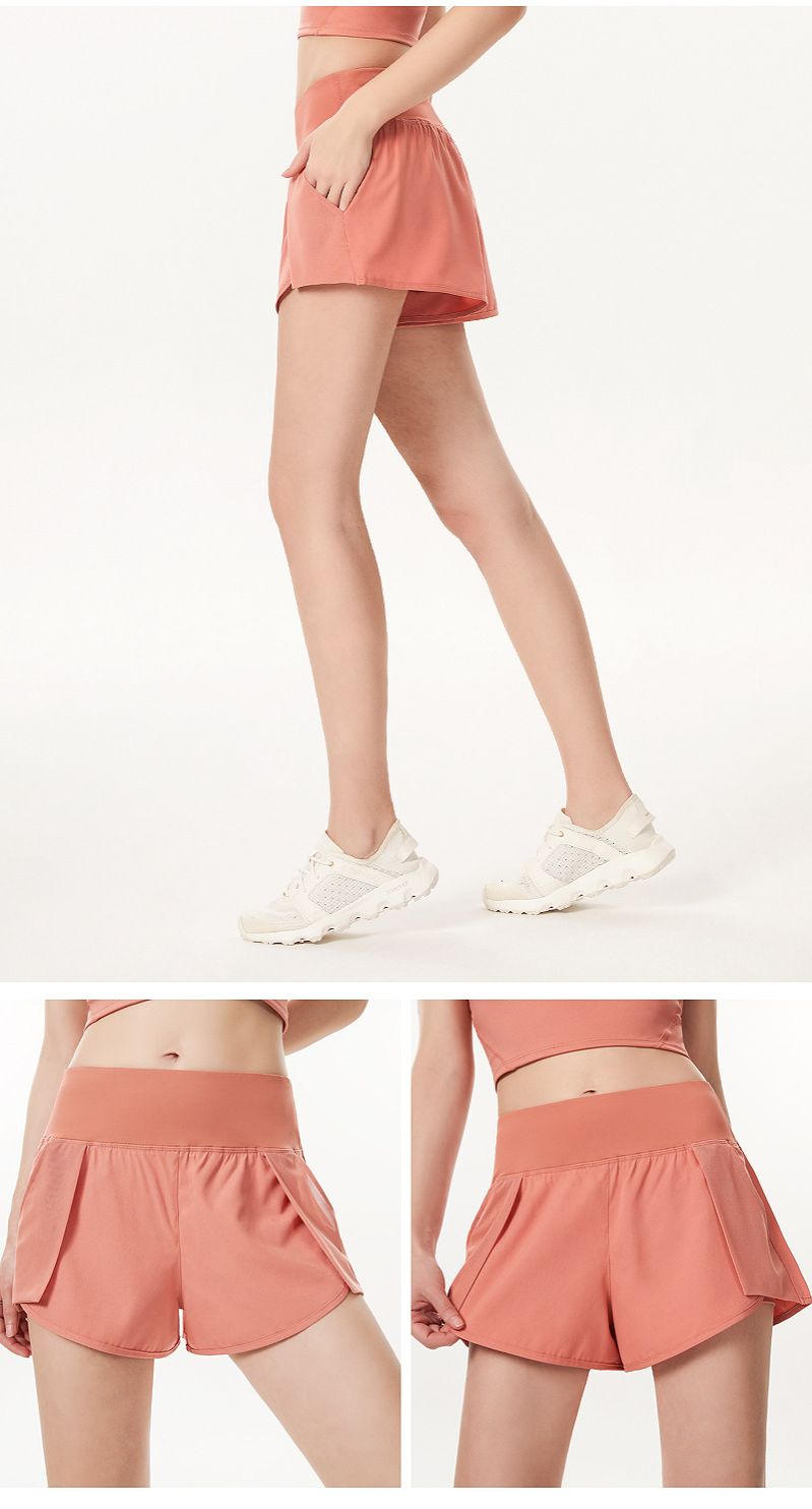 Sports shorts female summer hot pants running fitness high waist false two anti light
