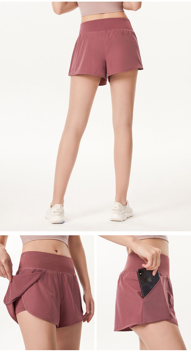 Sports shorts female summer hot pants running fitness high waist false two anti light