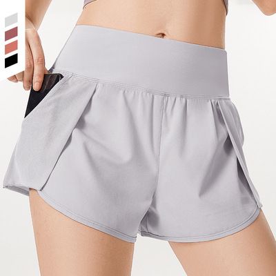 Sports shorts female summer hot pants running fitness high waist false two anti light