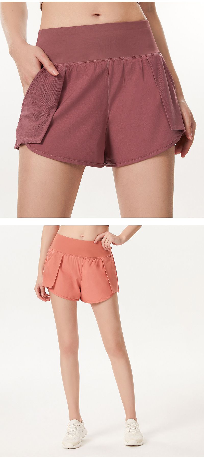 Sports shorts female summer hot pants running fitness high waist false two anti light