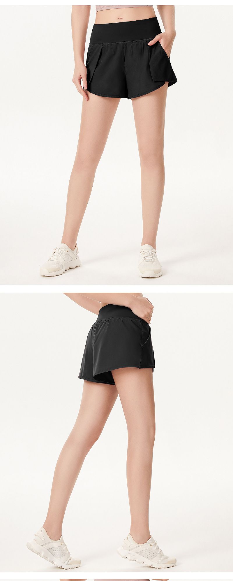 Sports shorts female summer hot pants running fitness high waist false two anti light