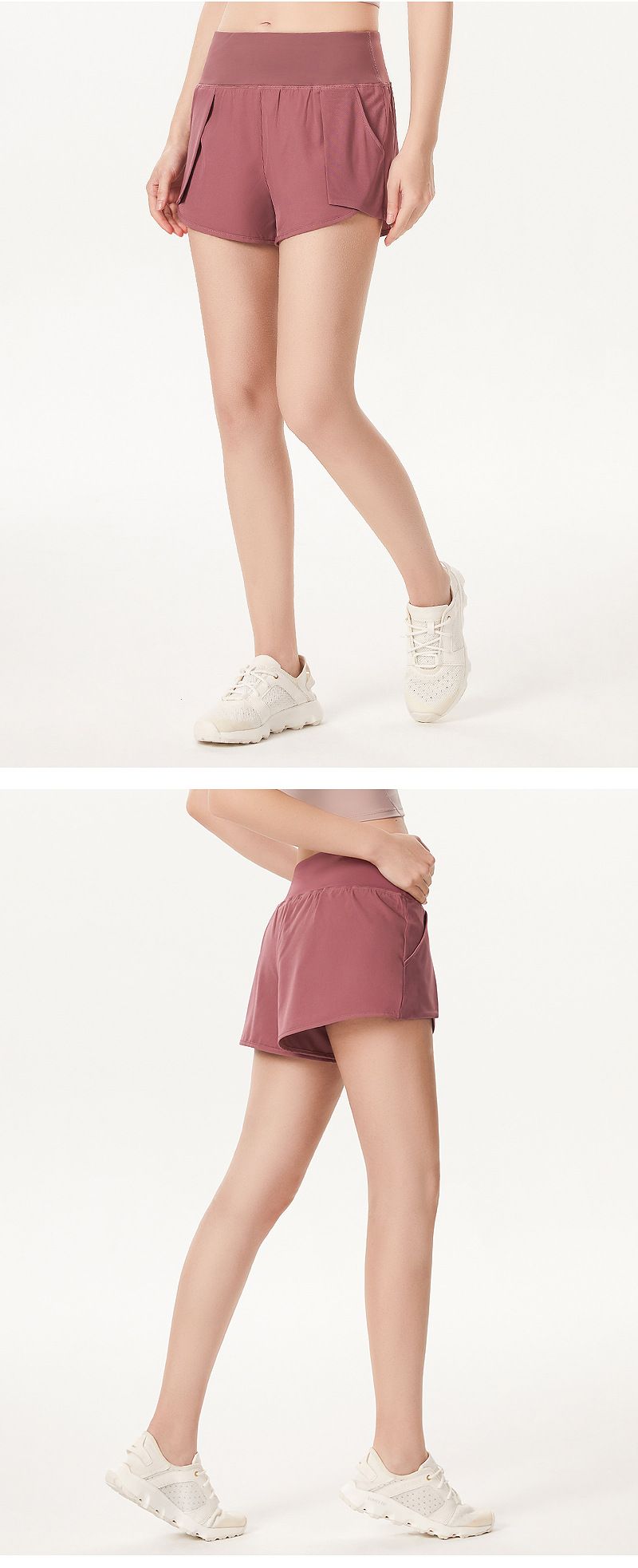 Sports shorts female summer hot pants running fitness high waist false two anti light