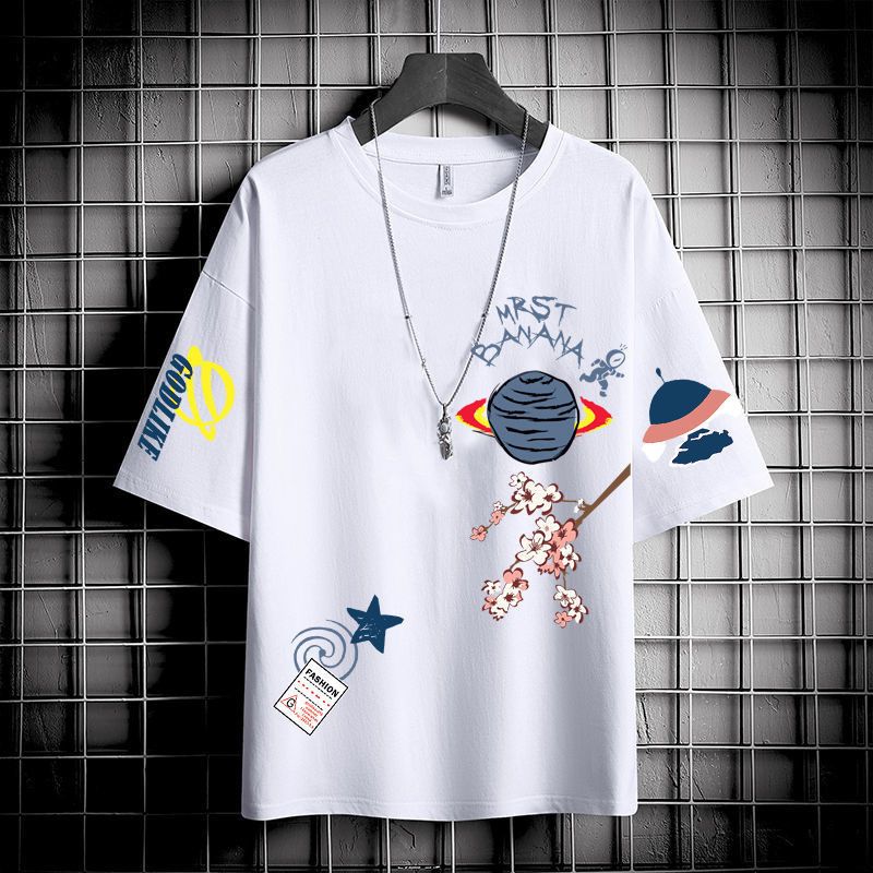 Short sleeve T-shirt men&apos;s summer fashion brand trend ins loose 2025 new half sleeve