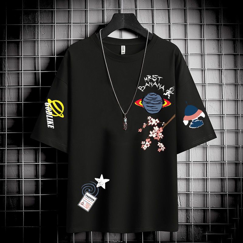 Short sleeve T-shirt men&apos;s summer fashion brand trend ins loose 2025 new half sleeve