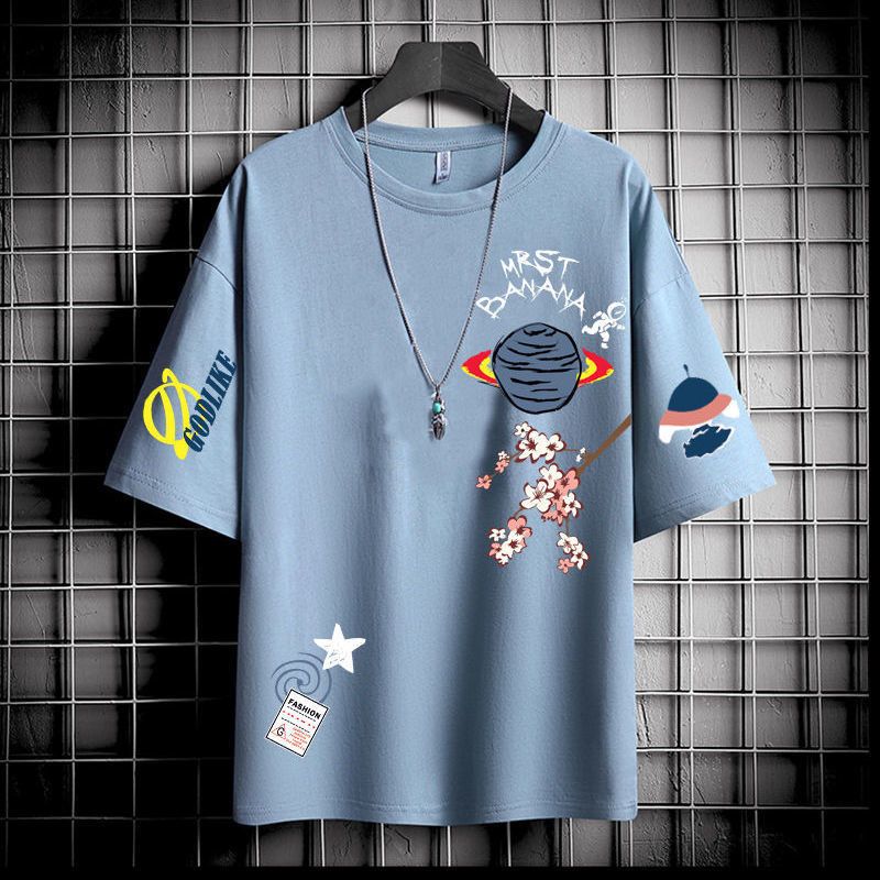 Short sleeve T-shirt men&apos;s summer fashion brand trend ins loose 2025 new half sleeve