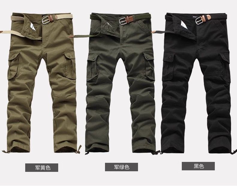 Men's multi-pocket utility long cargo pants, sports pants, loose straight-leg style, available in large sizes, wear-resistant, extra-large sizes, suitable for skateboarding, casual style, jodhpurs.