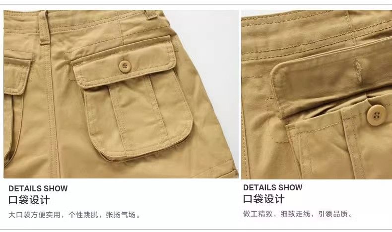 Men's multi-pocket utility long cargo pants, sports pants, loose straight-leg style, available in large sizes, wear-resistant, extra-large sizes, suitable for skateboarding, casual style, jodhpurs.