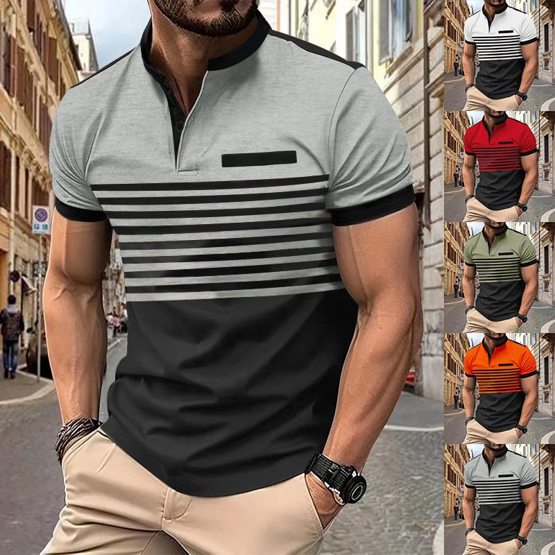 Cross-border 2025 Summer AliExpress Amazon Men's Printed Striped Polo Shirt, Short-Sleeved T-Shirt
Commodity Attributes
Style
Basic and Popular
Main Fabric Component
Polyester Fiber (Polyester)
Patter