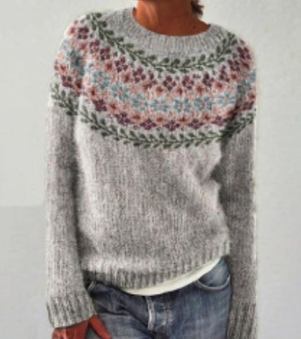 New Style Women's Sweater - Best-selling  Fashionable Loose-Fit Color Block Round Neck Pullover Knitwear with Geometric Pattern  Commuter Style Elegant Temperament / Elegant Demeanor