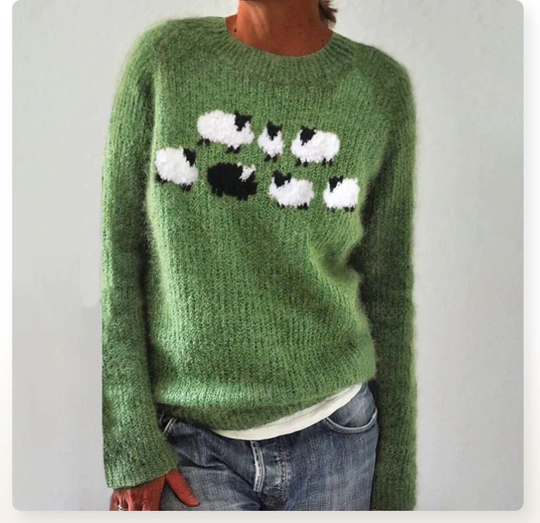 New Style Women's Sweater - Best-selling  Fashionable Loose-Fit Color Block Round Neck Pullover Knitwear with Geometric Pattern  Commuter Style Elegant Temperament / Elegant Demeanor