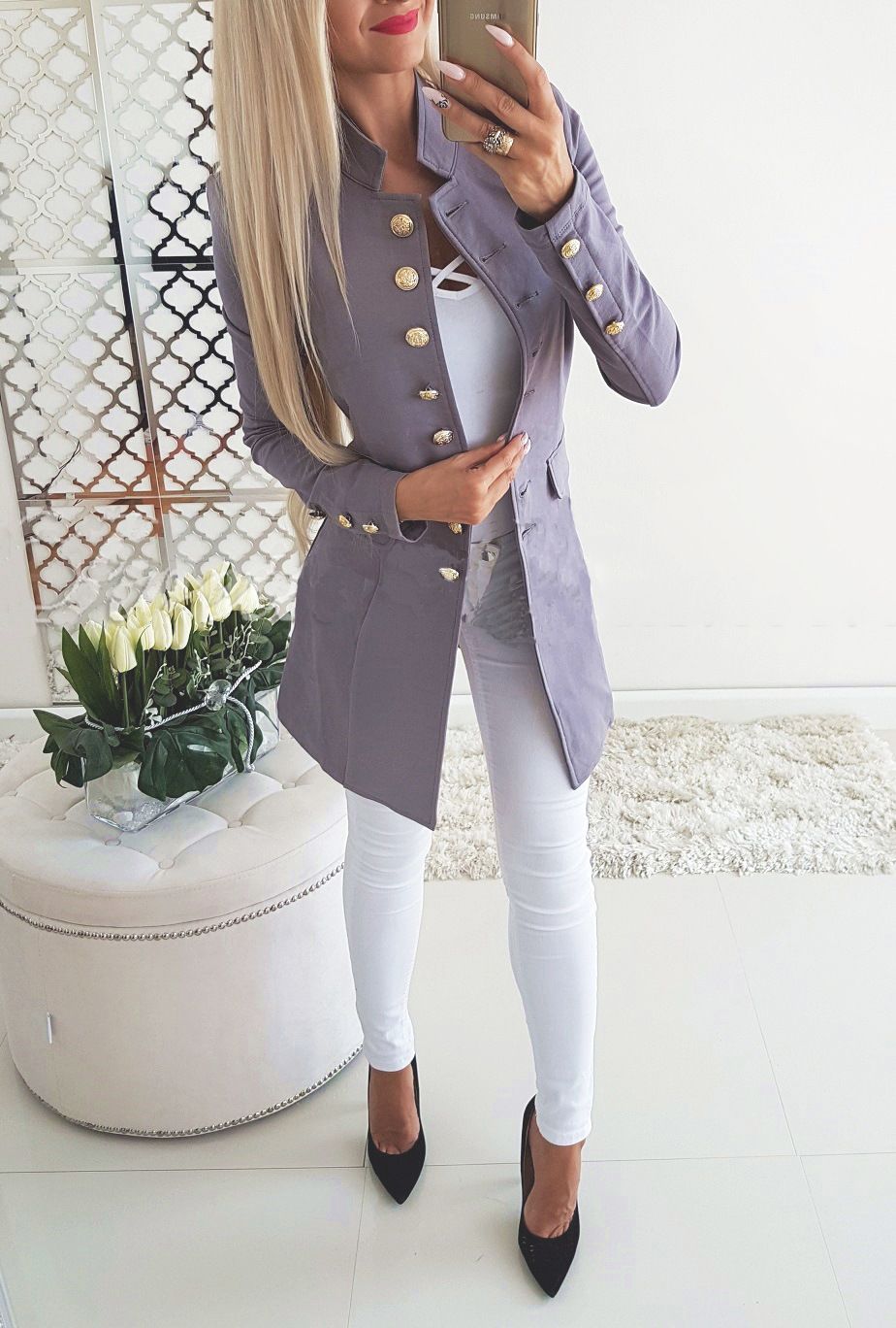 New Arrival Fashion Lady Retro Solid Color Suits Jacket Women Long Sleeve Casual Tops Blazers Fit Type
Slim Fit Collar Type Stand-up Collar Sleeve Length Long Sleeves Sleeve Style Regular Sleeves