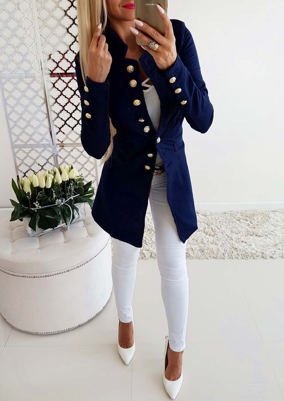 New Arrival Fashion Lady Retro Solid Color Suits Jacket Women Long Sleeve Casual Tops Blazers Fit Type
Slim Fit Collar Type Stand-up Collar Sleeve Length Long Sleeves Sleeve Style Regular Sleeves