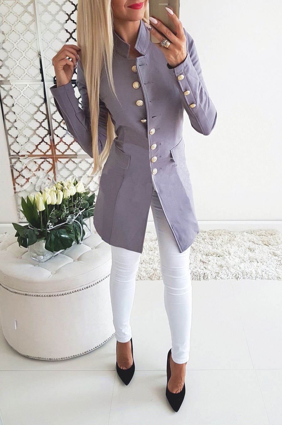 New Arrival Fashion Lady Retro Solid Color Suits Jacket Women Long Sleeve Casual Tops Blazers Fit Type
Slim Fit Collar Type Stand-up Collar Sleeve Length Long Sleeves Sleeve Style Regular Sleeves