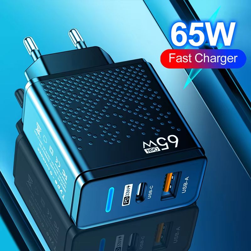 65W USB PD Type-c Charger Travel charging for Macbook Air iphone EU UK Standard Multi Port Mobile Phone Charging Head Suitable