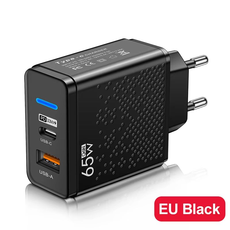 65W USB PD Type-c Charger Travel charging for Macbook Air iphone EU UK Standard Multi Port Mobile Phone Charging Head Suitable