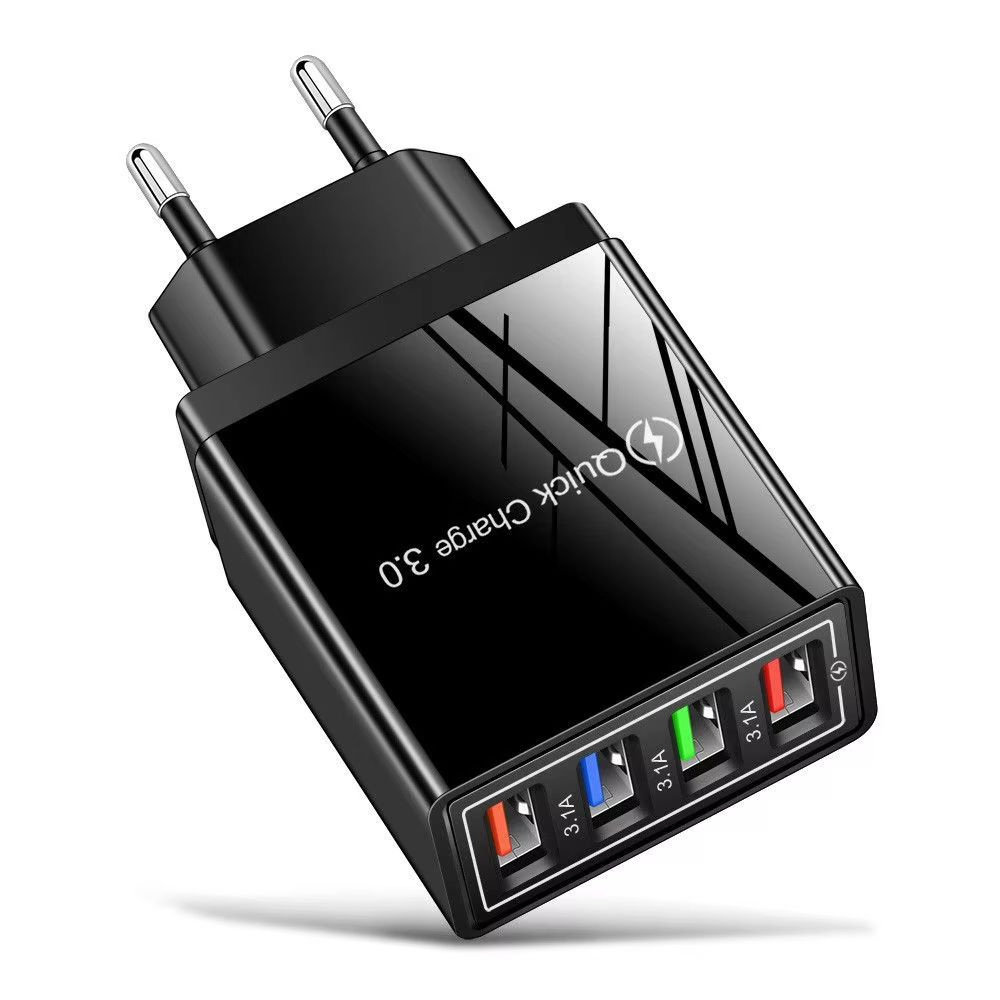 4 Multi Port Fast Quick Charge QC3.0 USB Hub Mains Wall Charger Adapter UK/US/EU Plug