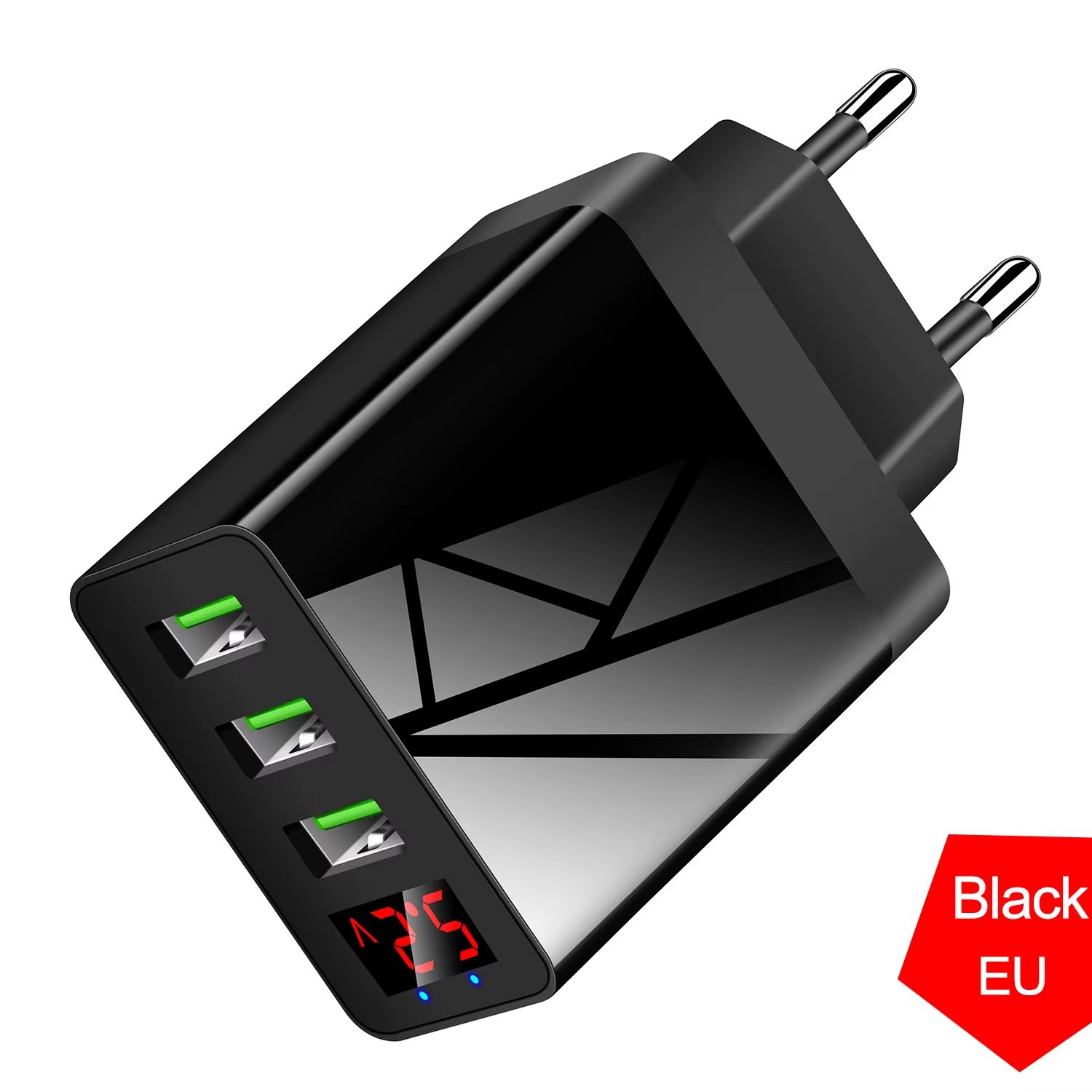 5V3A Multi 3 Ports USB Charger Fast Charging Quick Charge QC3.0 with LED Digital Display Smartphone Charge Head for Xiaomi 14