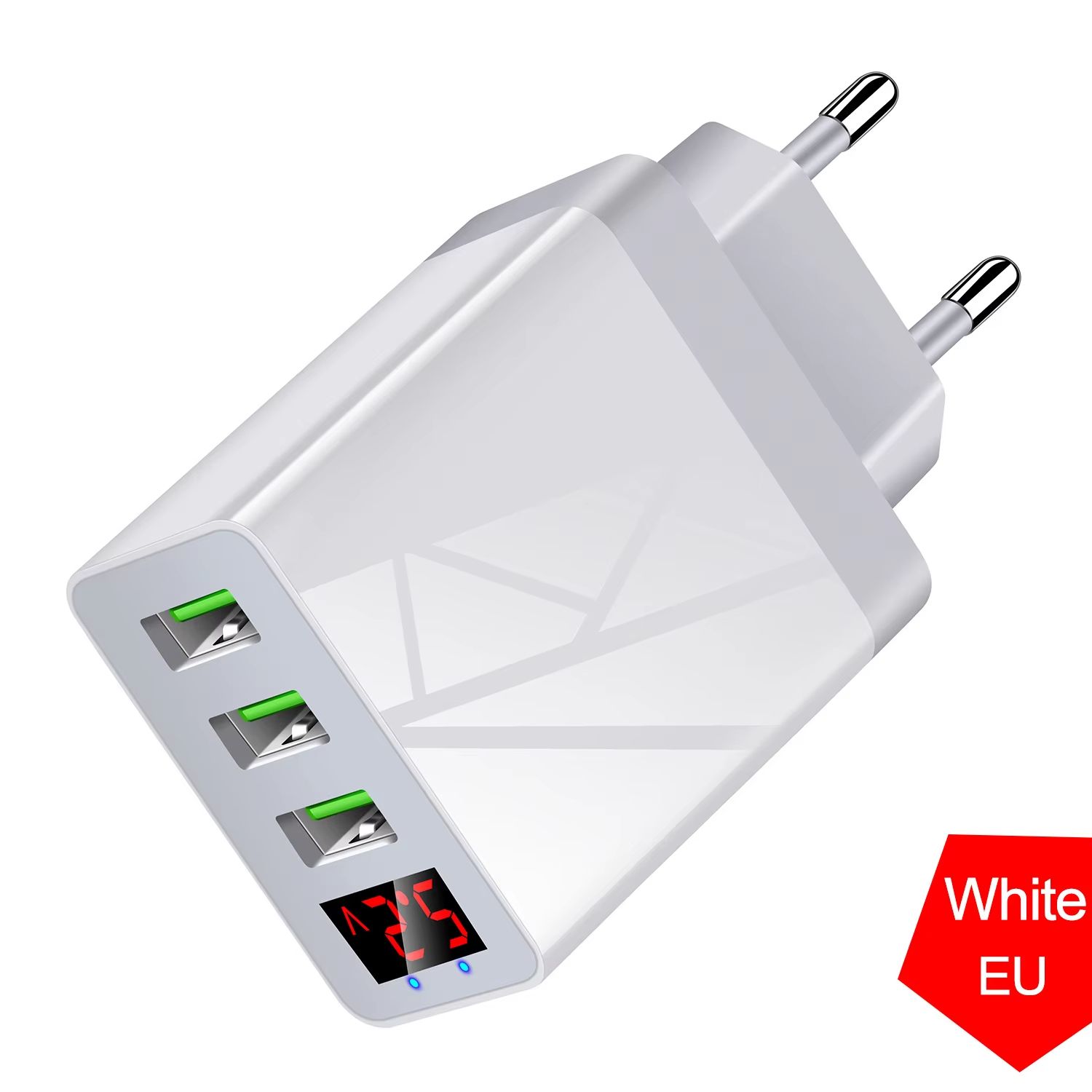 5V3A Multi 3 Ports USB Charger Fast Charging Quick Charge QC3.0 with LED Digital Display Smartphone Charge Head for Xiaomi 14