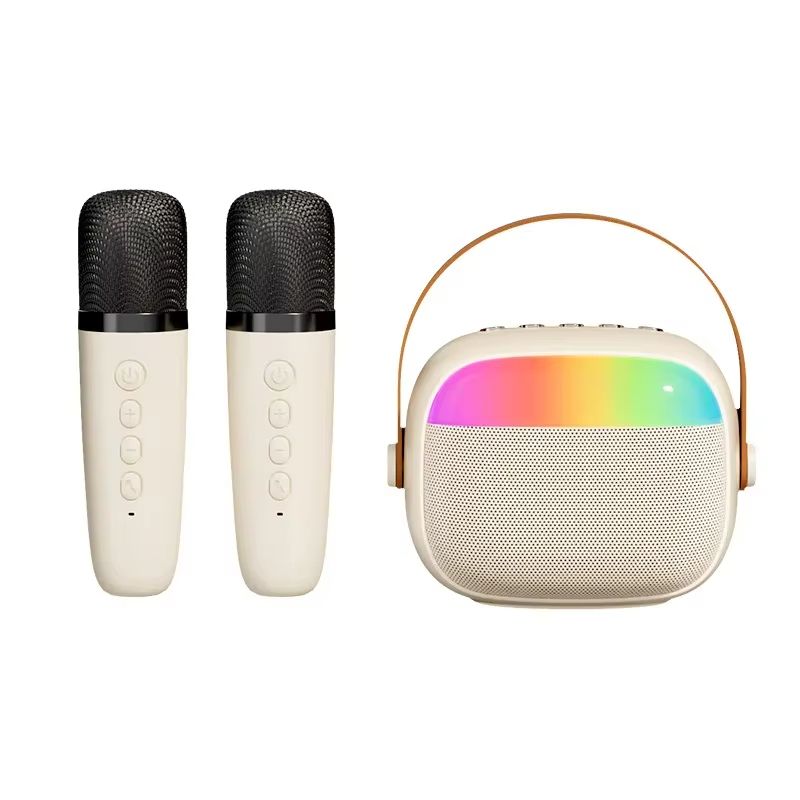 Portable Small Bluetooth Speaker with Wireless Microphone TF Card USB AUX Play High Volume Family Party Audio Karaoke Machine