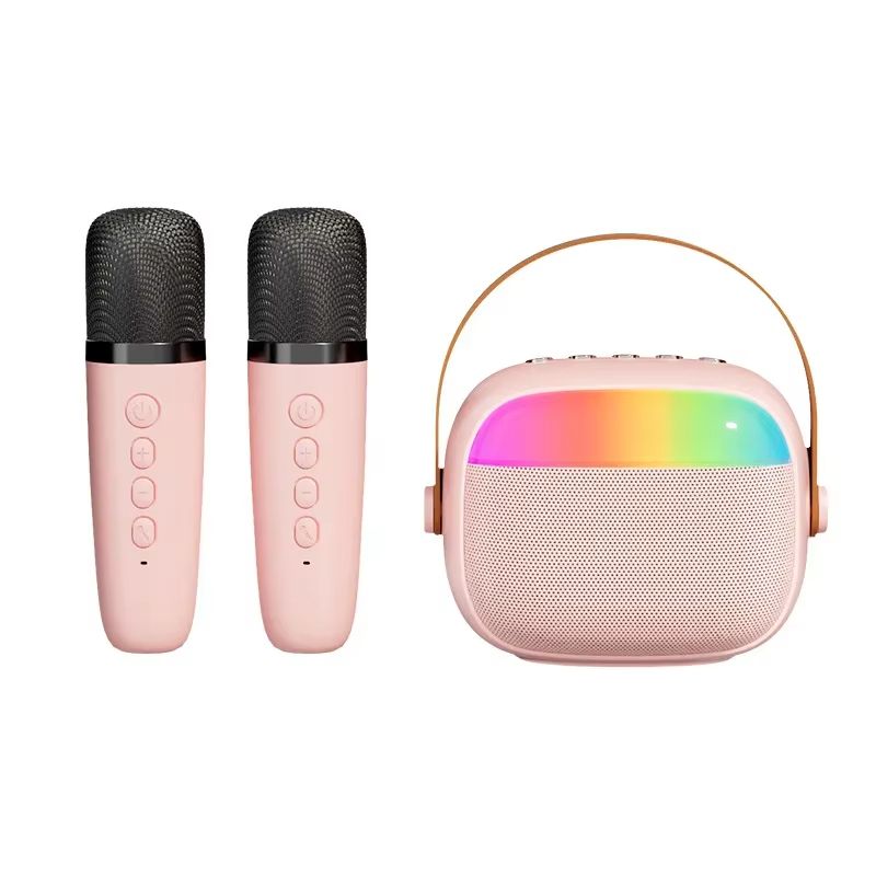 Portable Small Bluetooth Speaker with Wireless Microphone TF Card USB AUX Play High Volume Family Party Audio Karaoke Machine