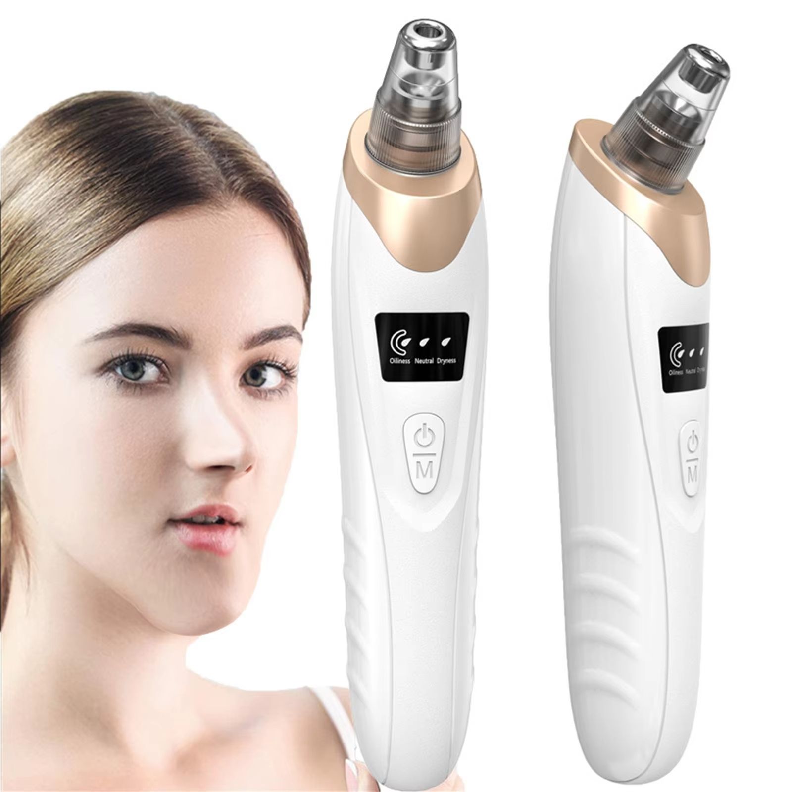 Portable Electric Suction Device Blackhead Remover With 5Probes Household Face Pore Cleaner Cosmetic Instrument With LCD Display