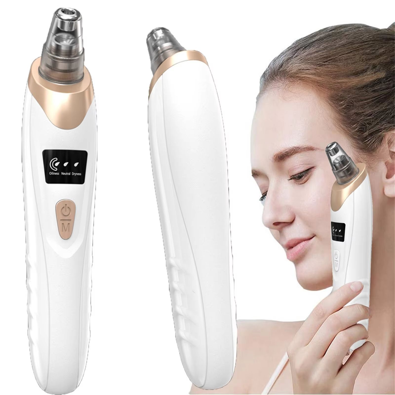 Portable Electric Suction Device Blackhead Remover With 5Probes Household Face Pore Cleaner Cosmetic Instrument With LCD Display