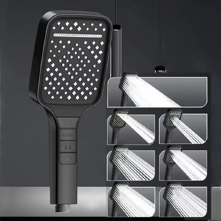 7 Modes Large Shower Head Adjustable One Key Stop Bathroom High-pressure Water-saving Shower Mixer Nozzles Bathroom Accessories