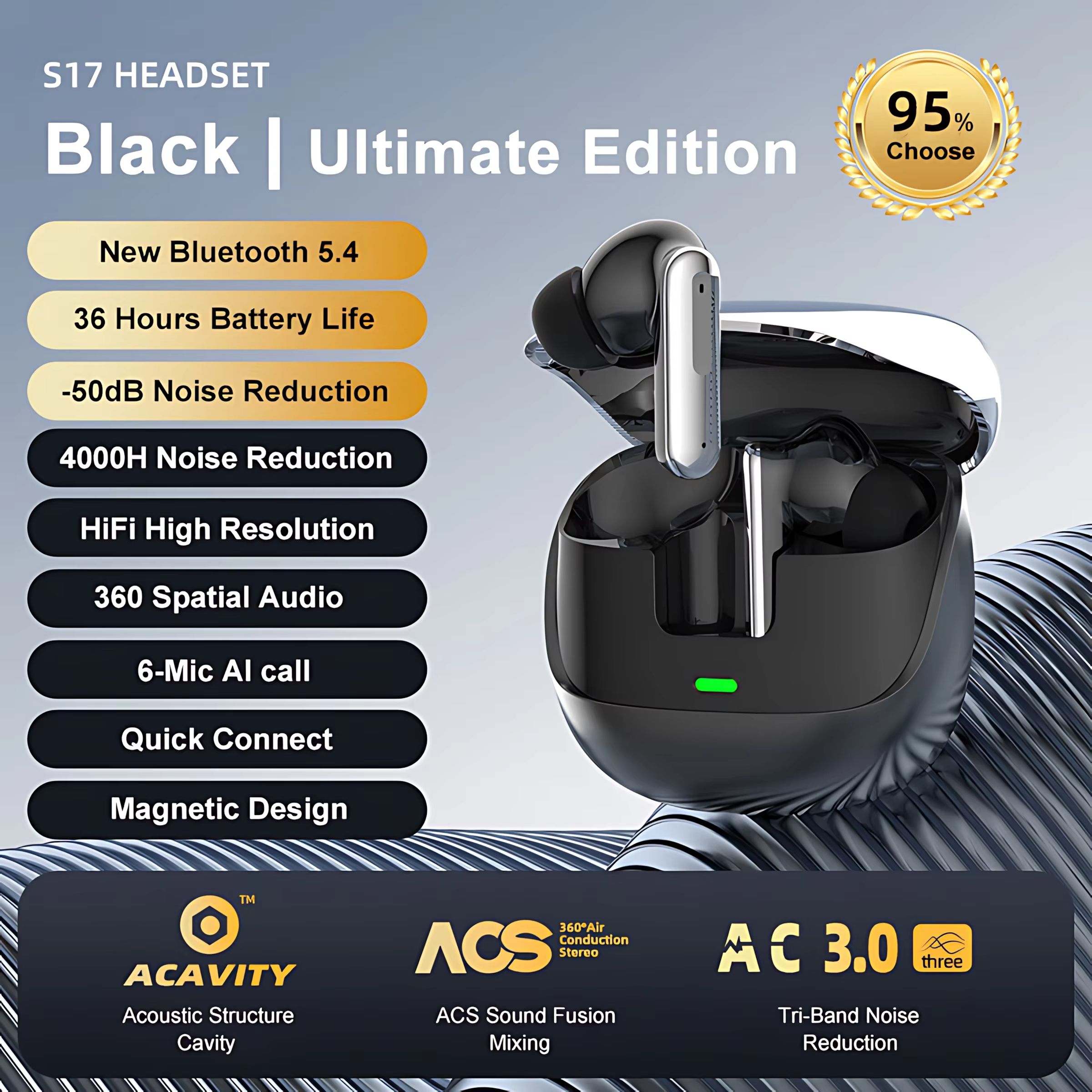 For xiaomi iphone Wireless Earbuds Dolby Audio In-ear With Mic Noise Reduction Bluetooth 5.4 Headphones For Galaxy S24 S23 Ultra