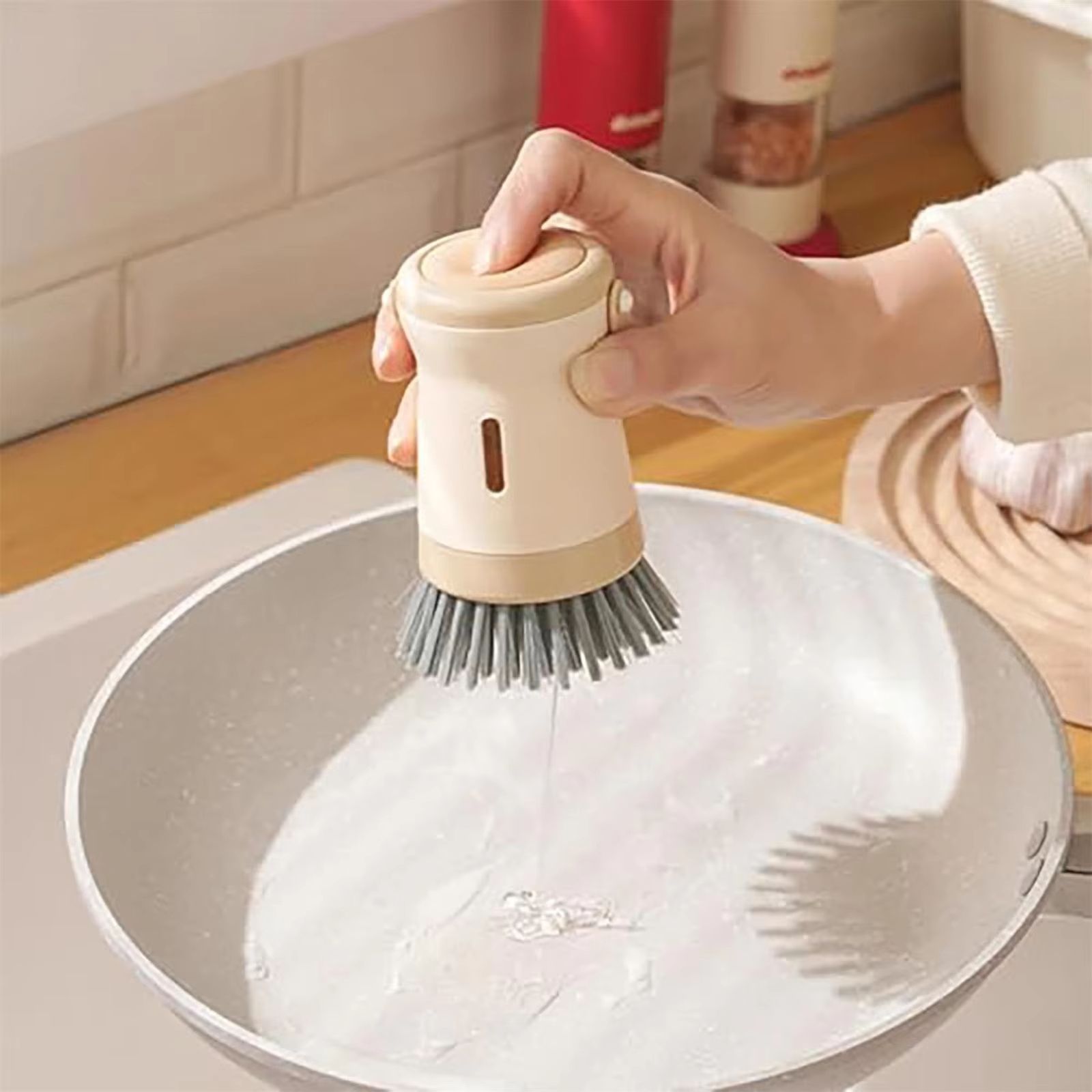 Kitchen Dishwashing Brush Dispenser Wash Pot Brush Dishwasher Brush-Scrubber Kitchen Cleaning-Brush Tool Cleaning Accessories
