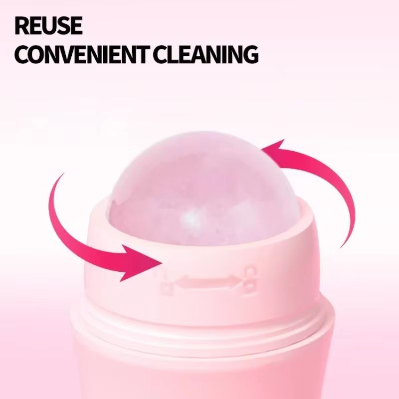 Natural Rose Quartz Face Oil Absorbing Roller Volcanic Stone Oil Absorber Washable Jade Roller Massager for Face Skin Care Tools