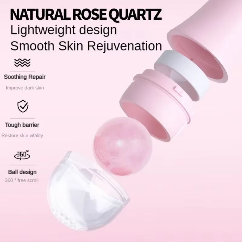 Natural Rose Quartz Face Oil Absorbing Roller Volcanic Stone Oil Absorber Washable Jade Roller Massager for Face Skin Care Tools