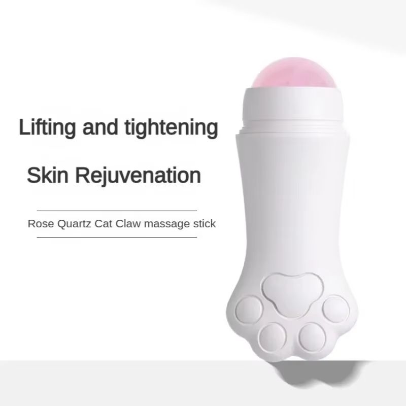 Natural Rose Quartz Face Oil Absorbing Roller Volcanic Stone Oil Absorber Washable Jade Roller Massager for Face Skin Care Tools