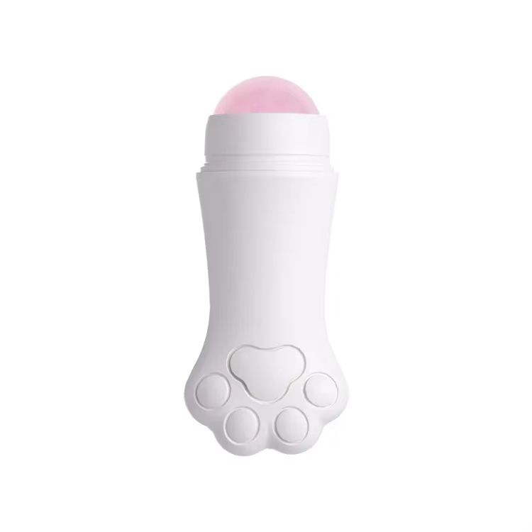 Natural Rose Quartz Face Oil Absorbing Roller Volcanic Stone Oil Absorber Washable Jade Roller Massager for Face Skin Care Tools