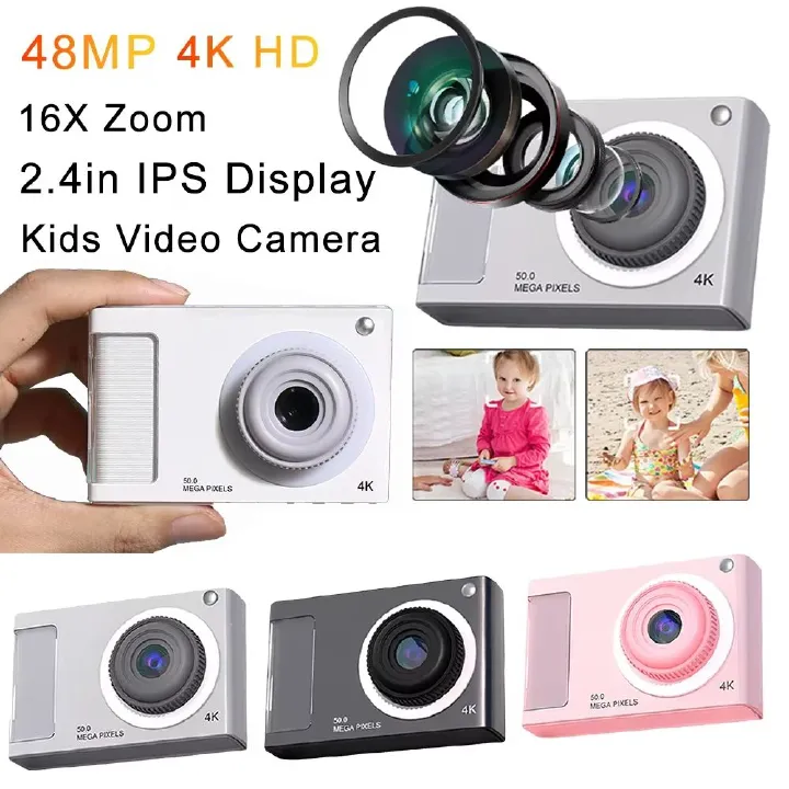 48MP HD Digital Camera 2.4in IPS Display 16X Zoom Kids Camera Anti-Shak 4K Video Camera with Fill Light for Kids Students Teens