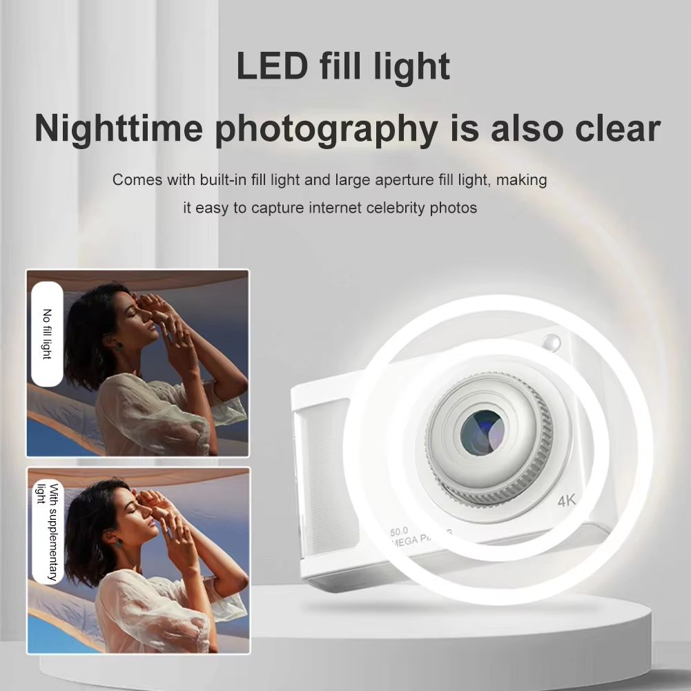 48MP HD Digital Camera 2.4in IPS Display 16X Zoom Kids Camera Anti-Shak 4K Video Camera with Fill Light for Kids Students Teens