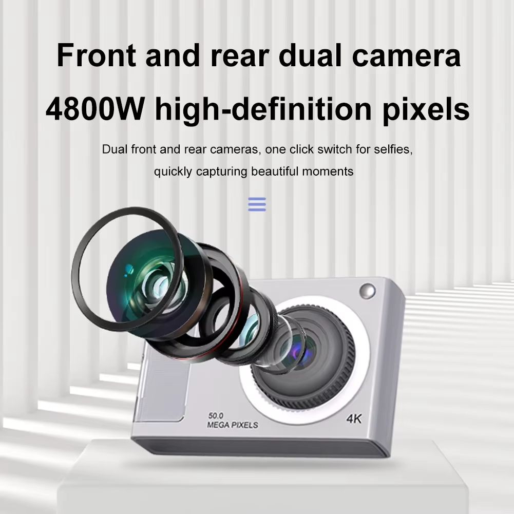 48MP HD Digital Camera 2.4in IPS Display 16X Zoom Kids Camera Anti-Shak 4K Video Camera with Fill Light for Kids Students Teens