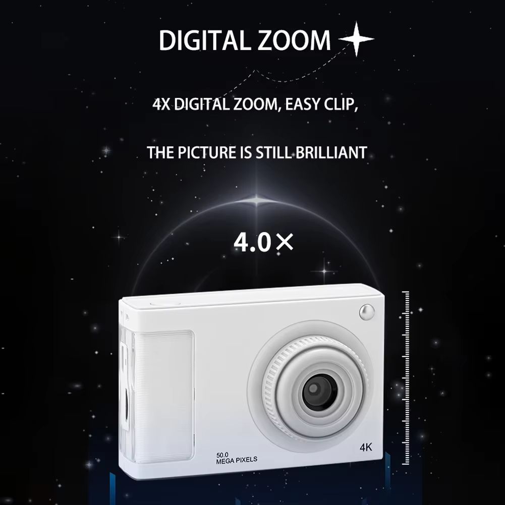 48MP HD Digital Camera 2.4in IPS Display 16X Zoom Kids Camera Anti-Shak 4K Video Camera with Fill Light for Kids Students Teens